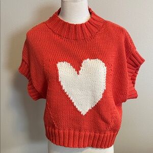 Maeve Orange and Cream Heart Sweater